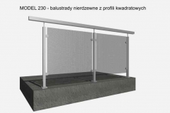 MODEL 230 – balustrady nierdzewne z profili kwadratowych
